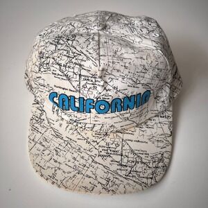 Vintage California road map snap back hat cap novelty souvenir spell out‎